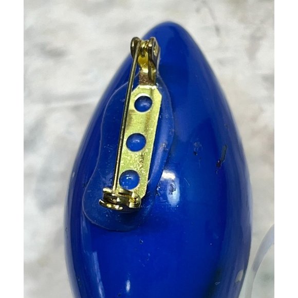 Handmade Christmas Light Bulb Snowman Brooch Pin Blue Vintage Handpainted - Picture 6 of 7